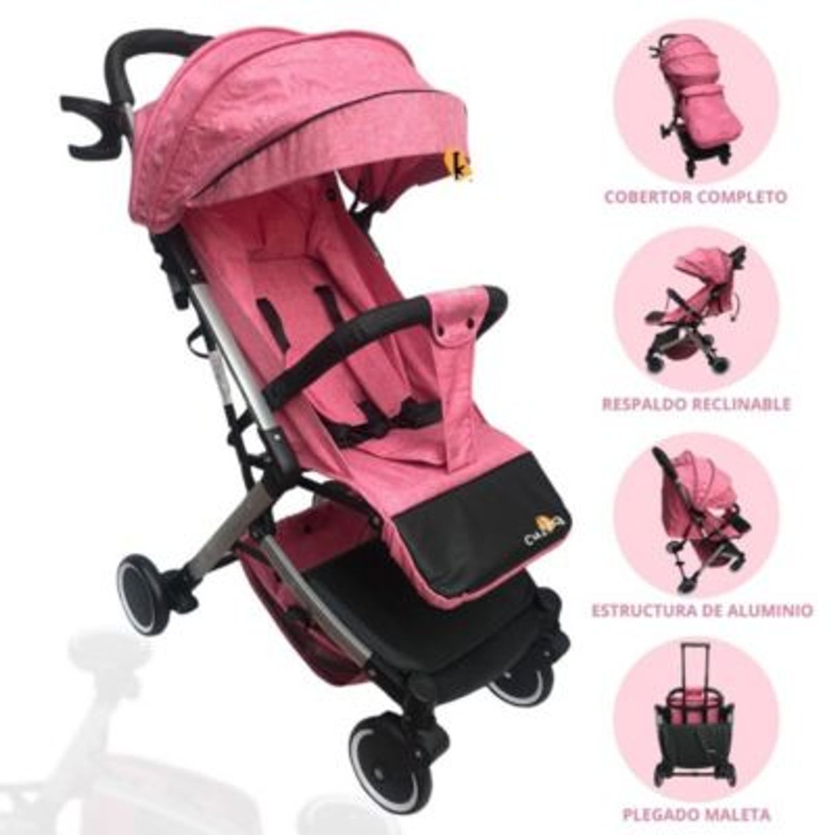 POWER KIDS - Coche para Bebé Maleta «ARIA» Pink