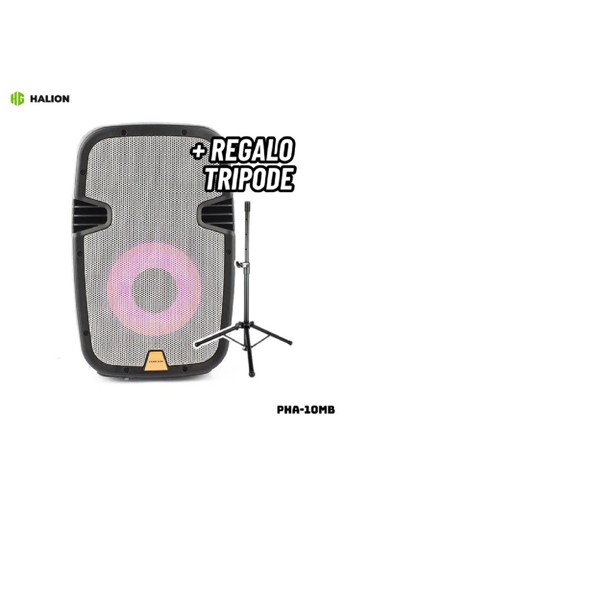 HALION - Parlante Activo 10 Recargable 1000W PHA-10MB Halion + Tripode