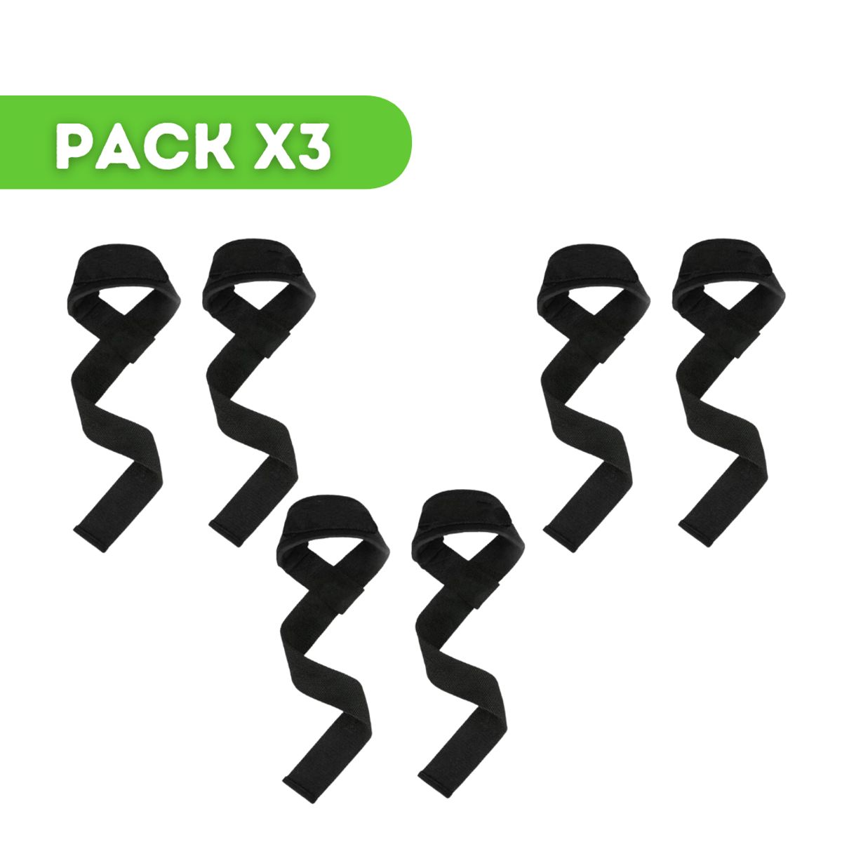 GENERICO - PACK X3 STRAPS PARA LEVANTAMIENTO DE PESAS MUÑEQUERAS