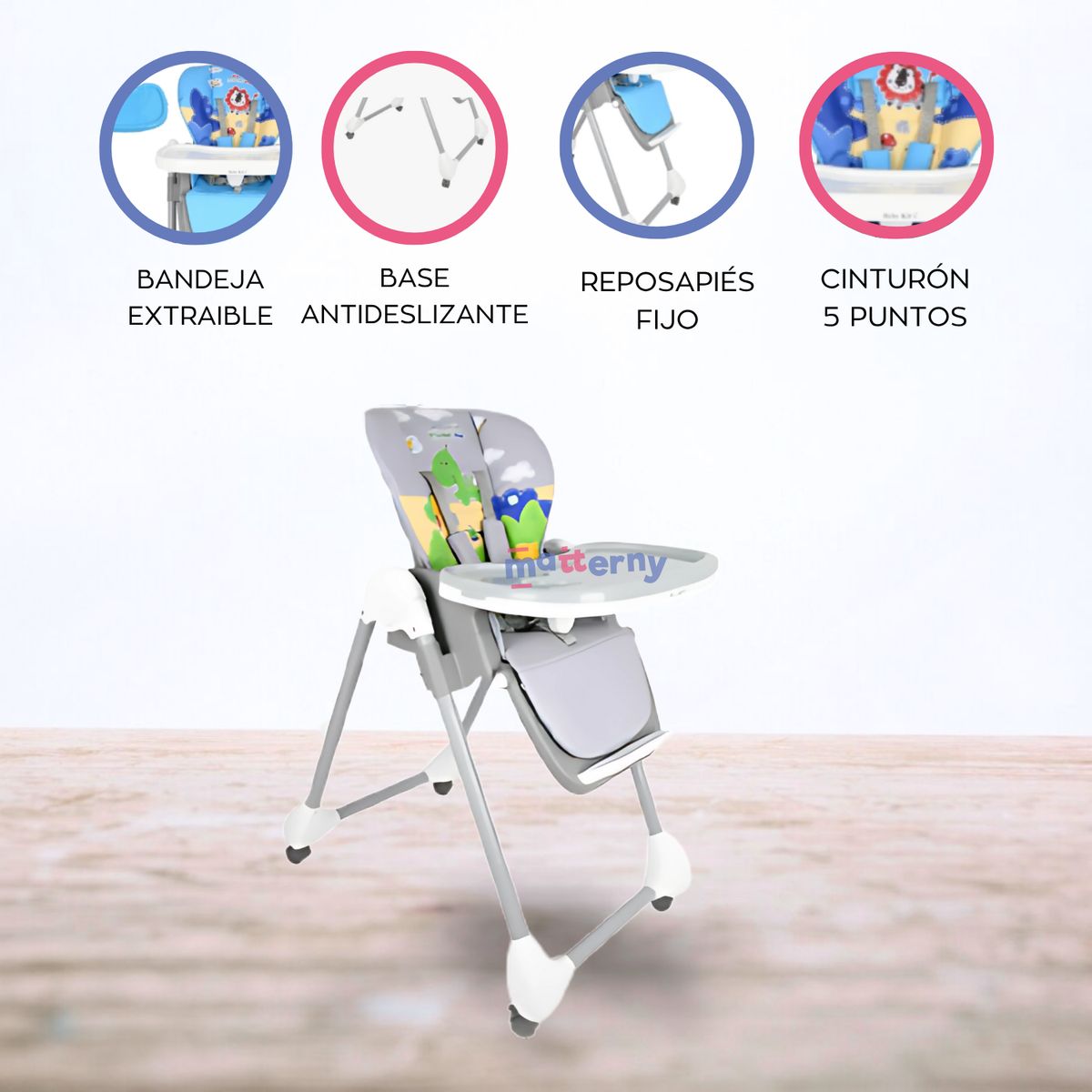 BABY KITS - Silla de comer «SNACK» Grey