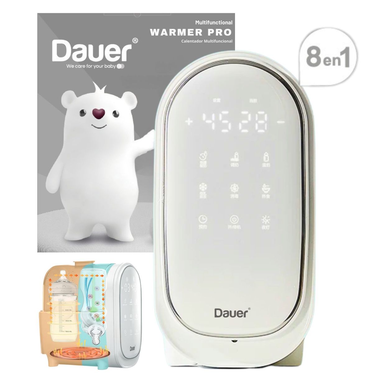 DAUER - Esterilizador y Calentador de Biberones Doble 8 en 1