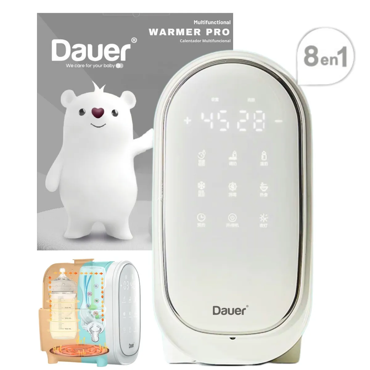 DAUER - Esterilizador y Calentador de Biberones Doble 8 en 1
