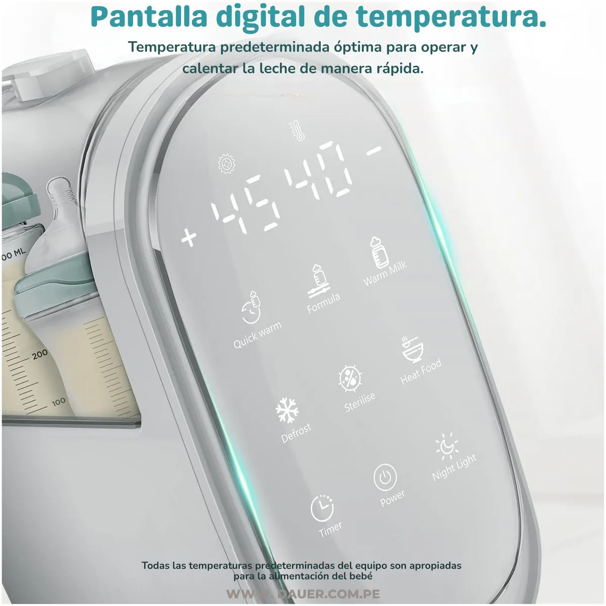 DAUER - Esterilizador y Calentador de Biberones Doble 8 en 1