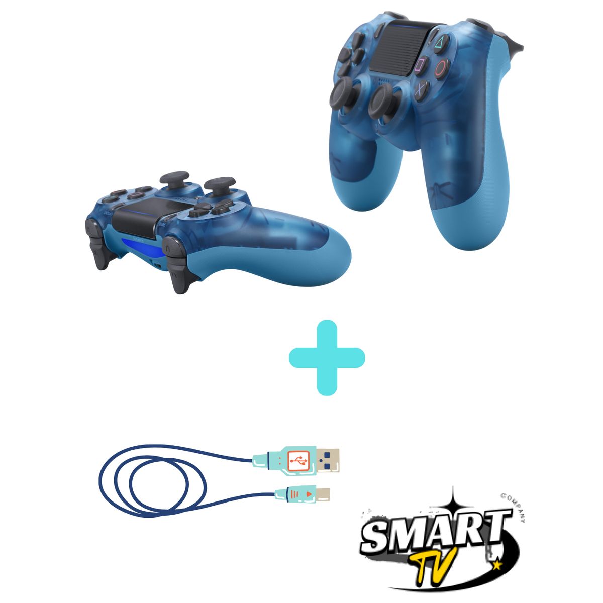 OEM - Mando PS4 Generico Azul Transparente