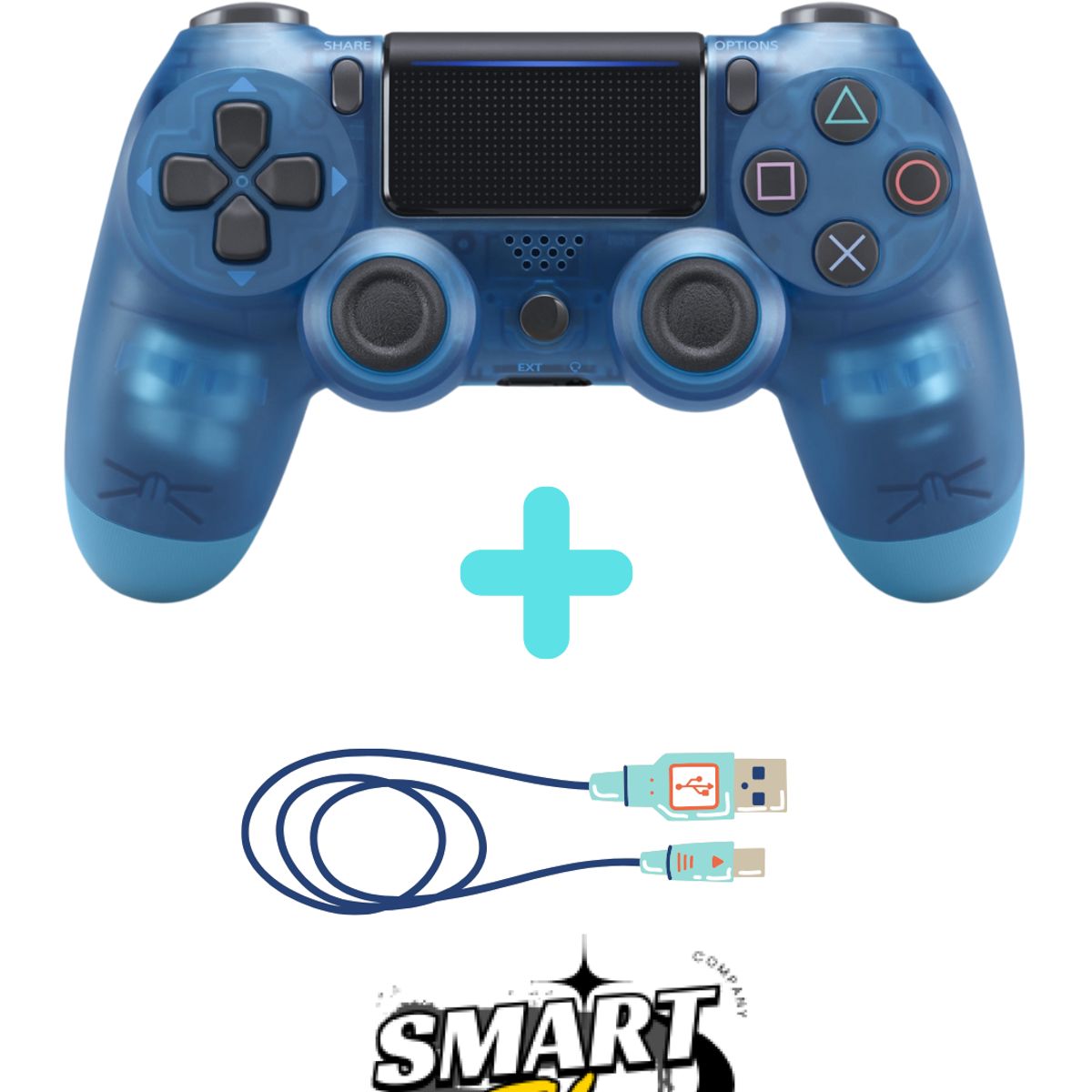 OEM - Mando PS4 Generico Azul Transparente