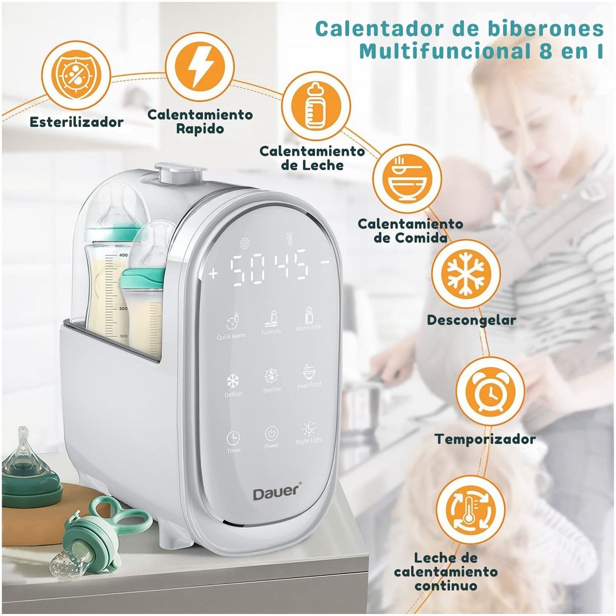 DAUER - Esterilizador y Calentador de Biberones 8en1 Multifuncional