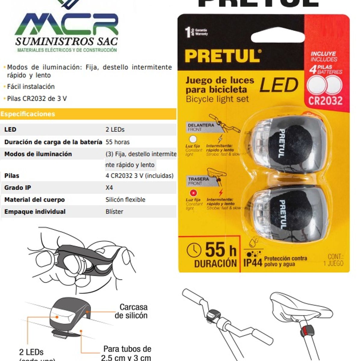 PRETUL - JUEGO DE LINTERNAS LED DE SILICON 2 PIEZAS PRETUL
