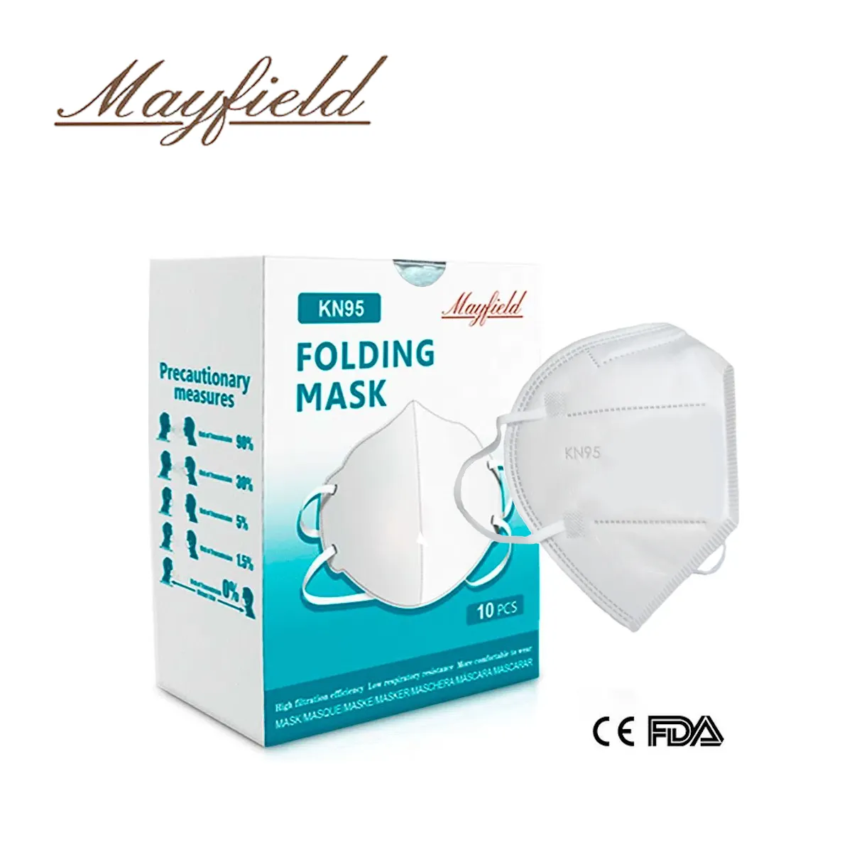 MAYFIELD - Mascarilla KN95 5 capas blanco caja*10und MAYFIELD