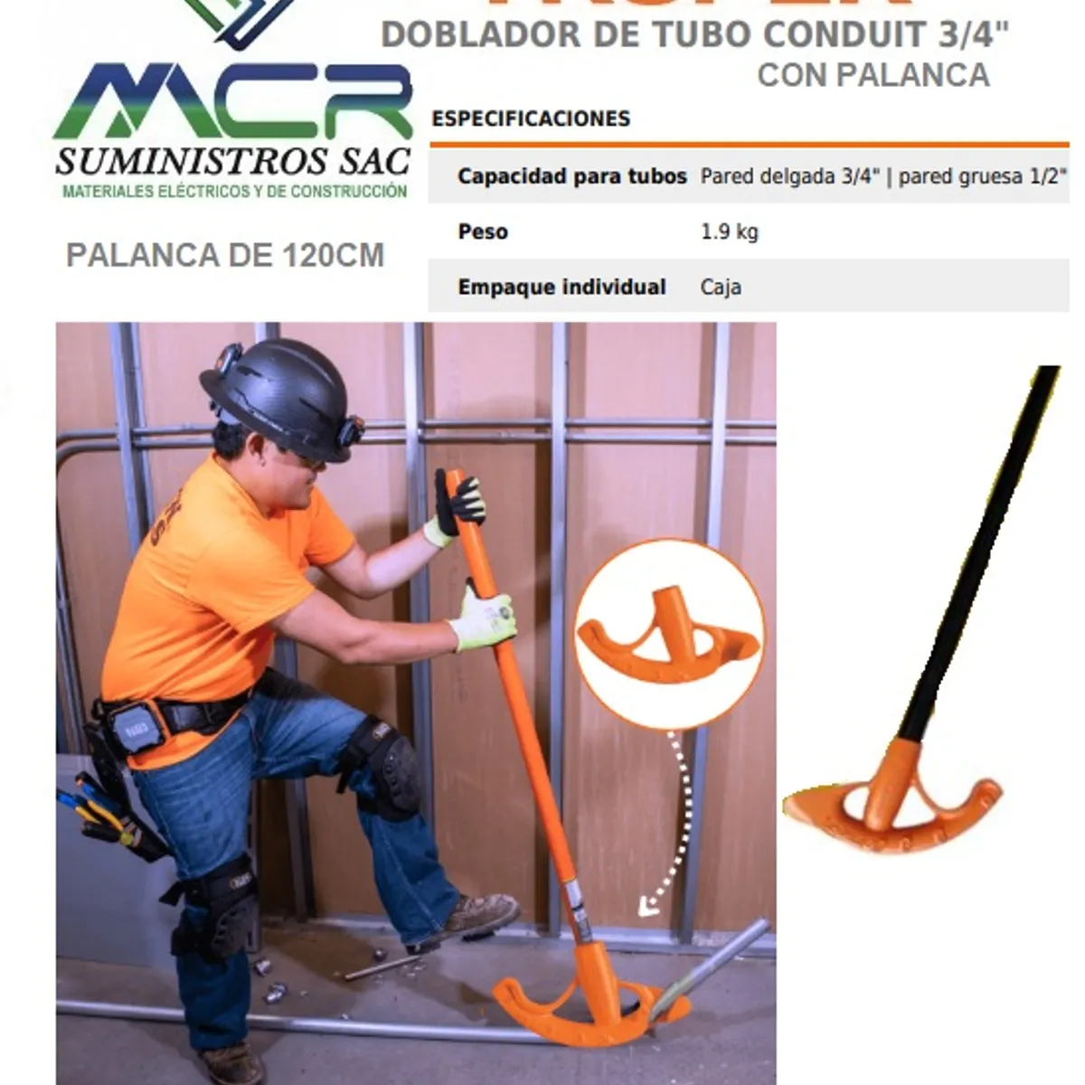 TRUPER - DOBLADOR DE TUBO CONDUIT 3-4 pulgada y 1-2 pulgad TRUPER CON PALANCA