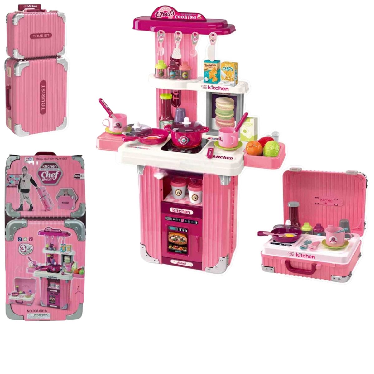 GENERICO - Cocina de Juguete 3 en 1 con Maleta