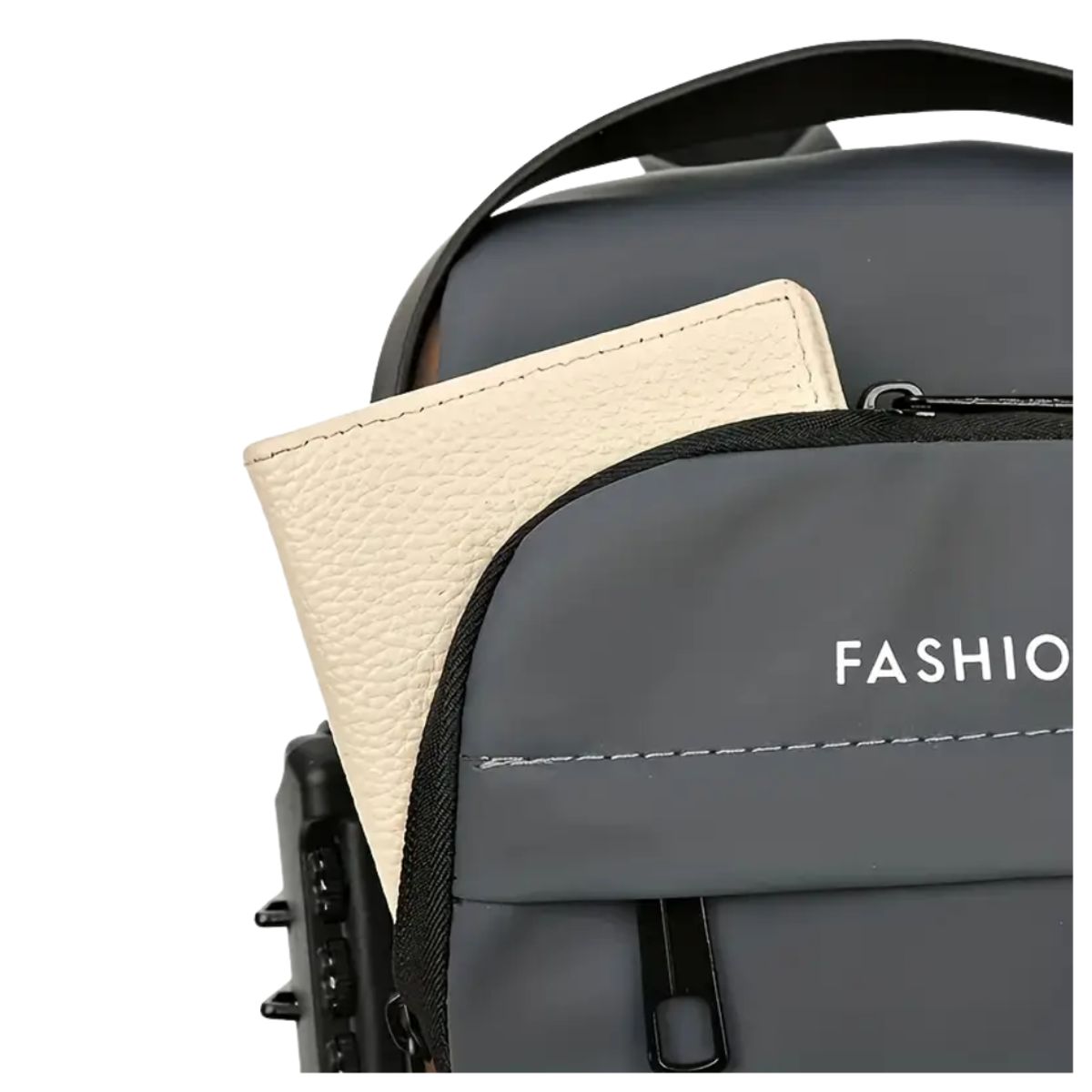 GENERICO - MORRAL FASHION GRIS - MARRÓN CON CLAVE DE SEGURIDAD