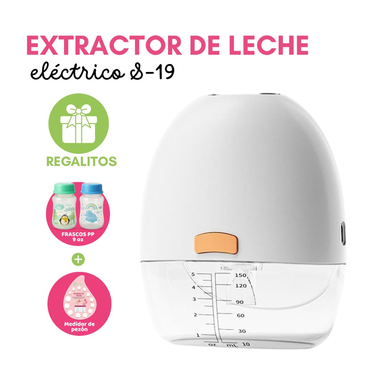 GENERICO - EXTRACTOR DE LECHE ELÉCTRICO S19 - MANOS LIBRES