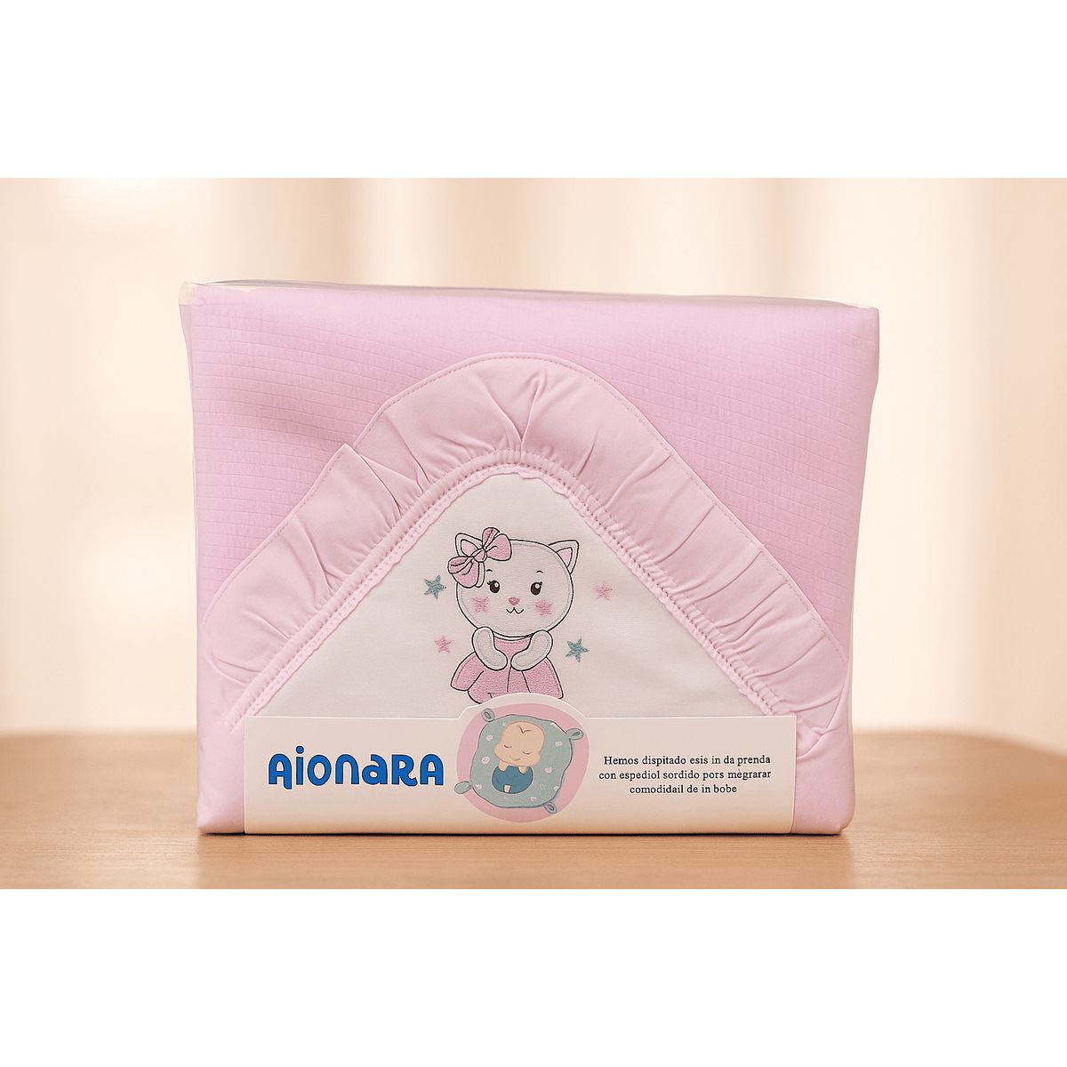 GENERICO - Colcha para Bebé Rosa Pastel con Diseño de Gatita