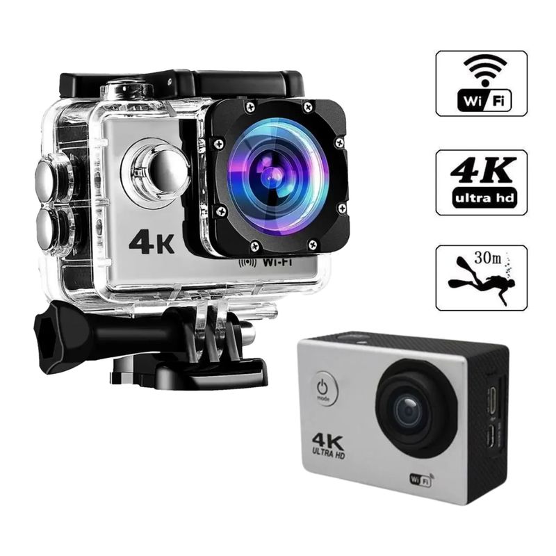GENERICO - MINI CÁMARA DEPORTIVA 4K HD WIFI IMPERMEABLE HASTA 30M