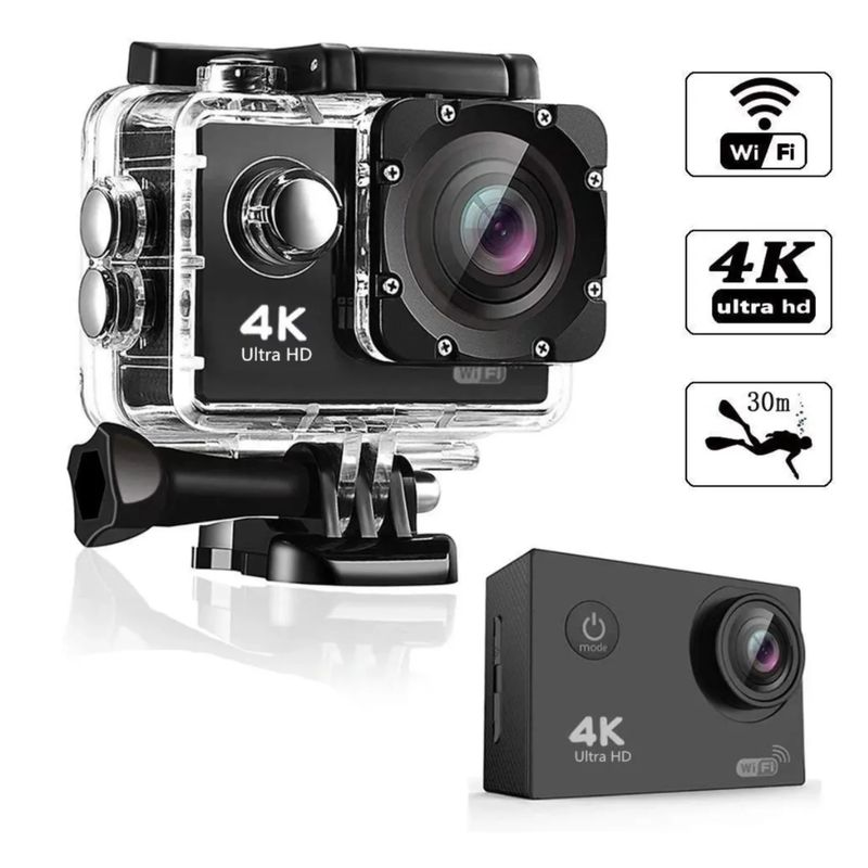 GENERICO - MINI CÁMARA DEPORTIVA 4K HD WIFI IMPERMEABLE HASTA 30M