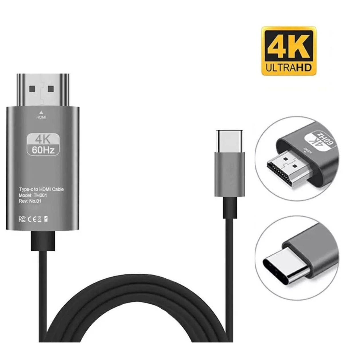 OEM - Cable Tipo C A HDMI 4K 60hz 2 Metros Android Macbook Windows
