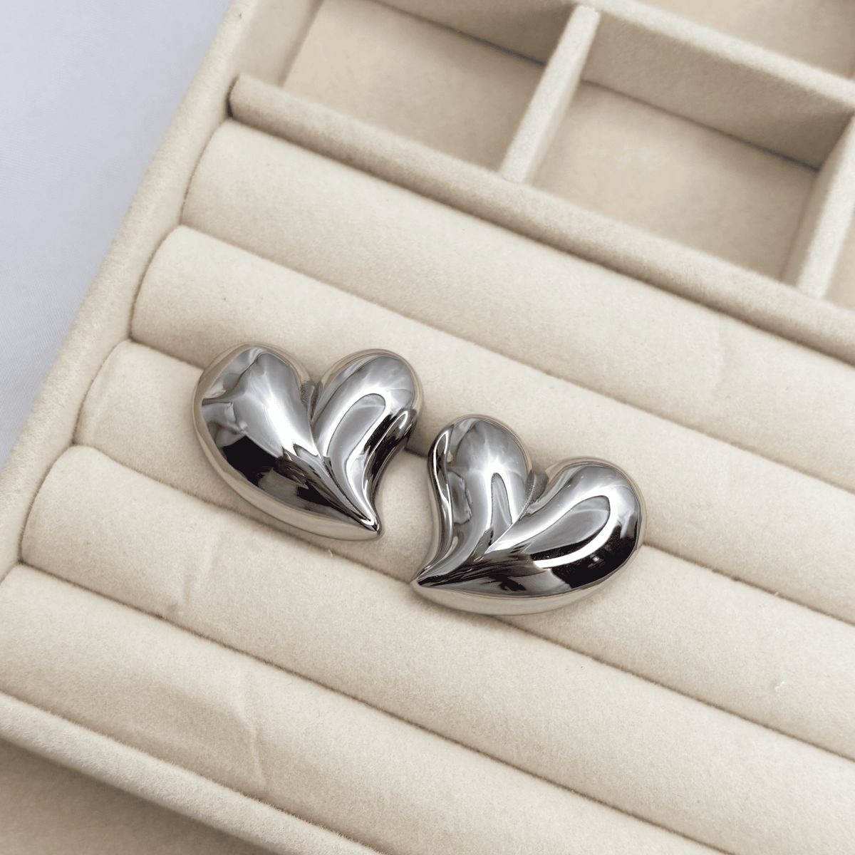 GENERICO - Aretes corazon chunky Acero