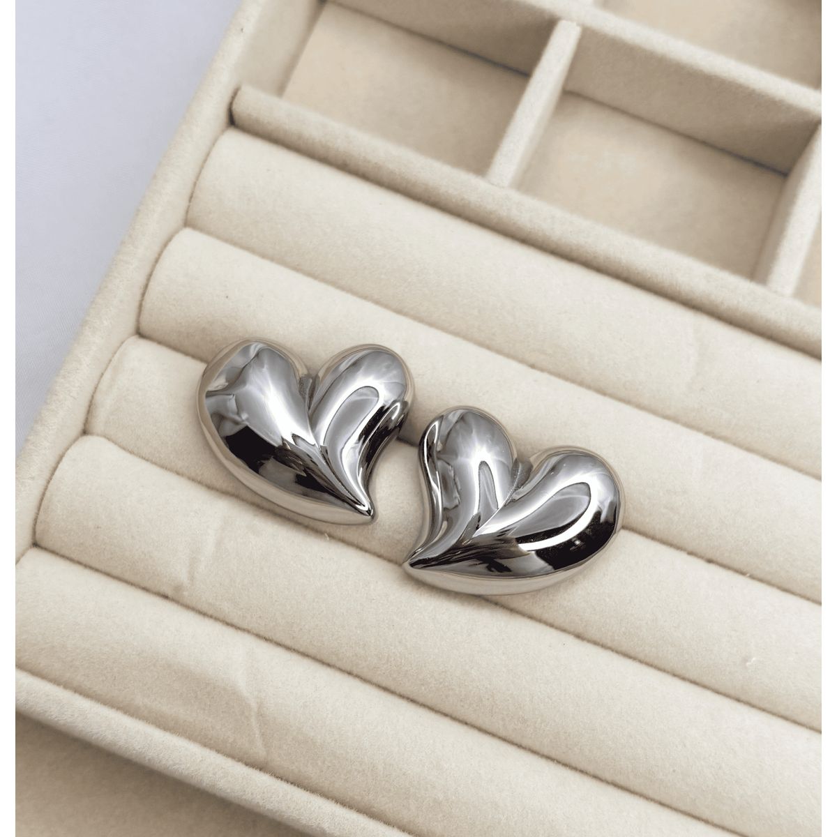 GENERICO - Aretes corazon chunky Acero