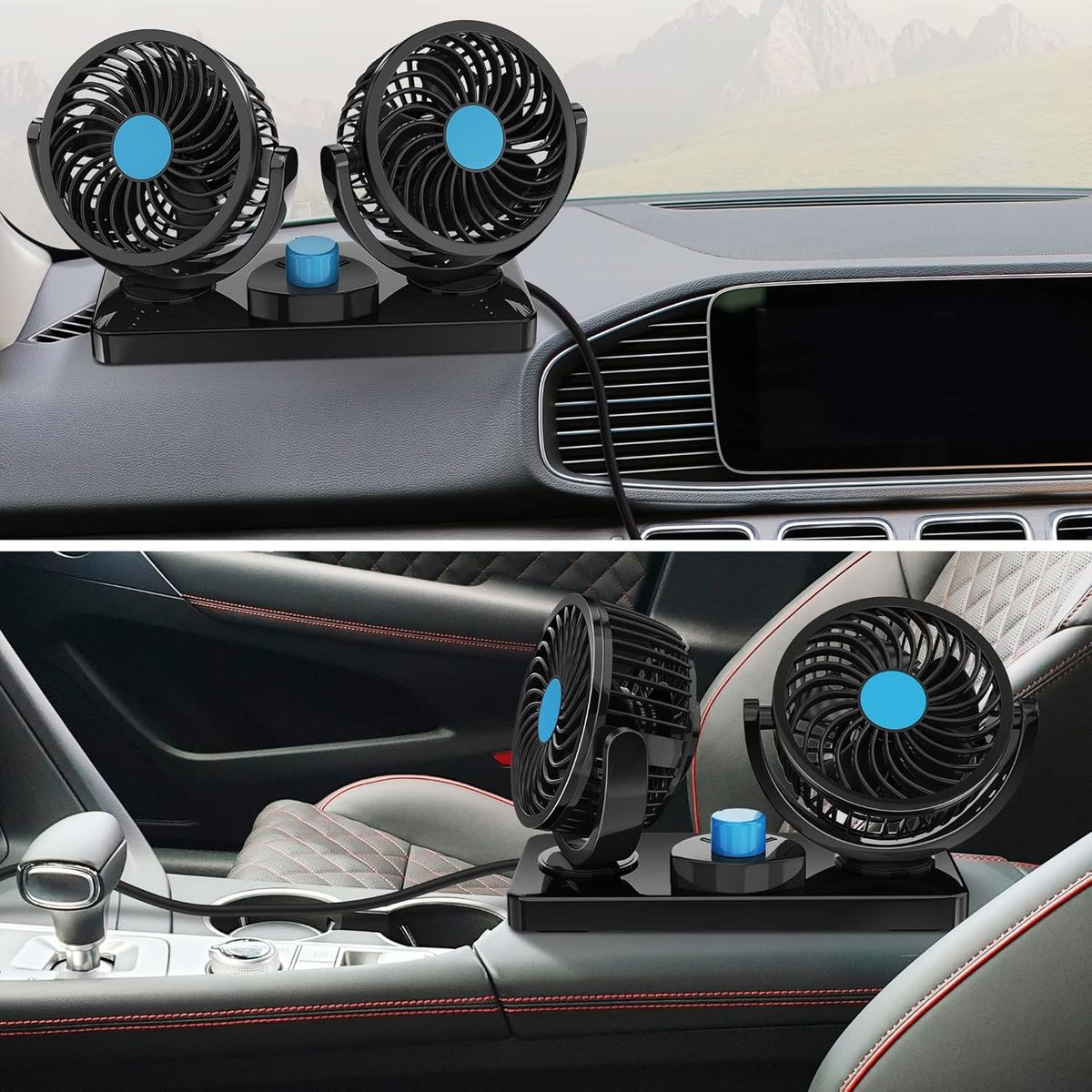 GENERICO - Ventilador eléctrico para carro aspa rotable de 2 velocidades