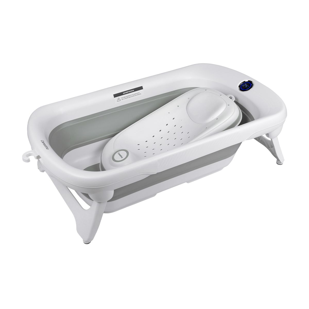 CARESTINO - Bañera Plegable con Soporte Amalfi 50L Gris