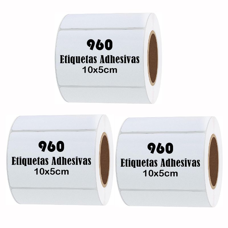 GENERICO - Etiqueta Termica Adhesiva 10x5cm Pack 3 Rollos