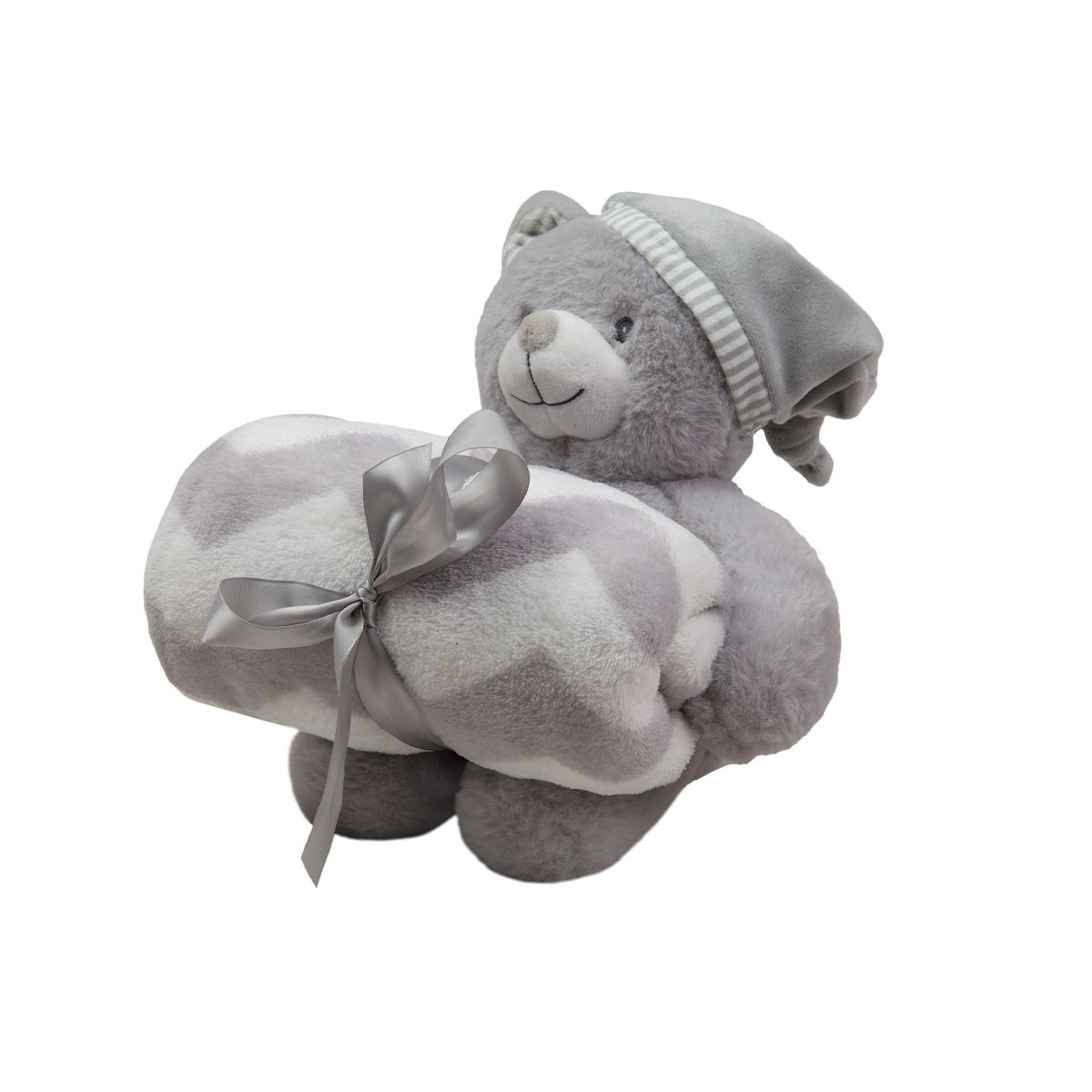 CARESTINO - Peluche con Manta Oso Gris