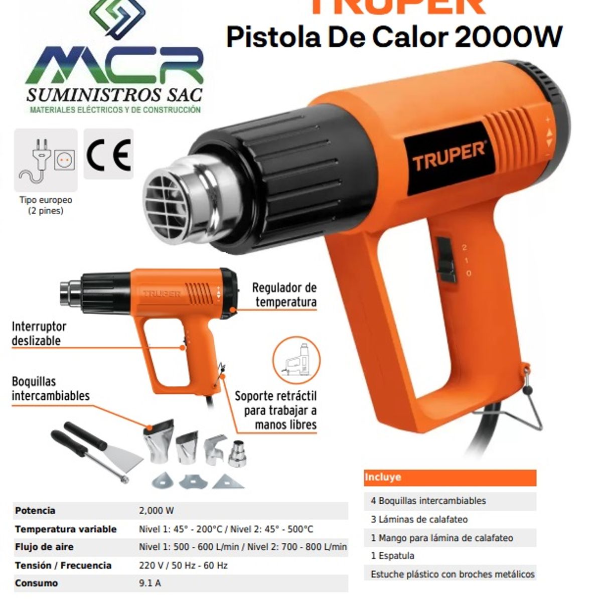 PISTOLA DE CALOR DE 1800W 230V TRUPER, marca Truper - Foto Principal