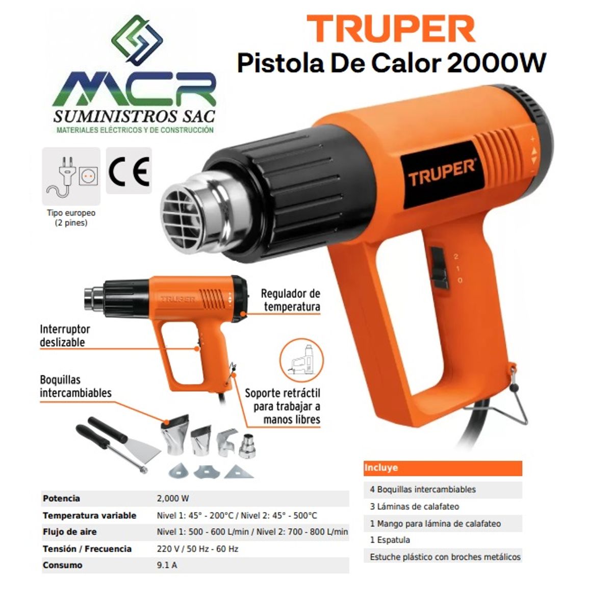 PISTOLA DE CALOR DE 1800W 230V TRUPER, marca Truper - Foto Principal