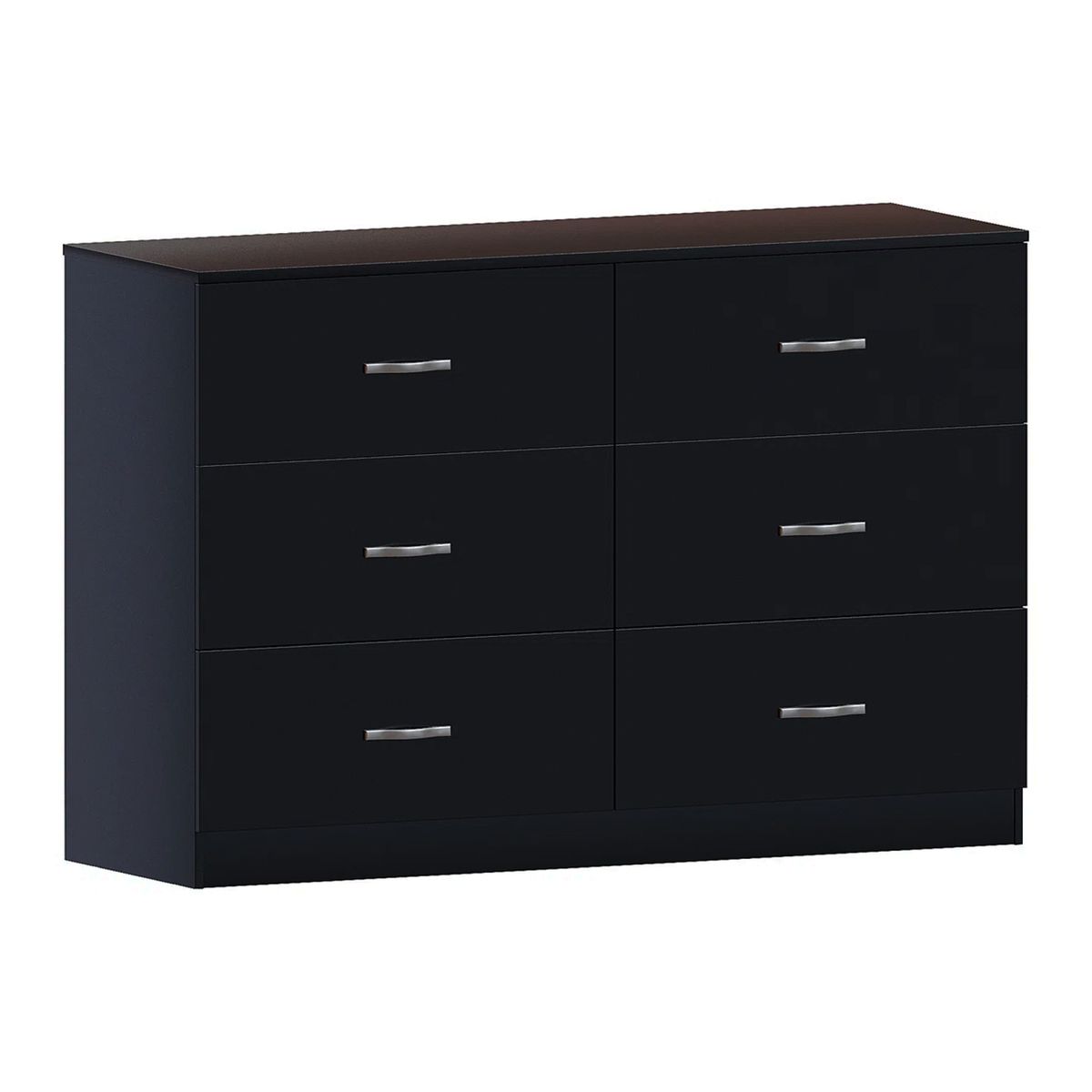 GENERICO - Comoda Melamina Negro Noa 1.20m 6 Cajones