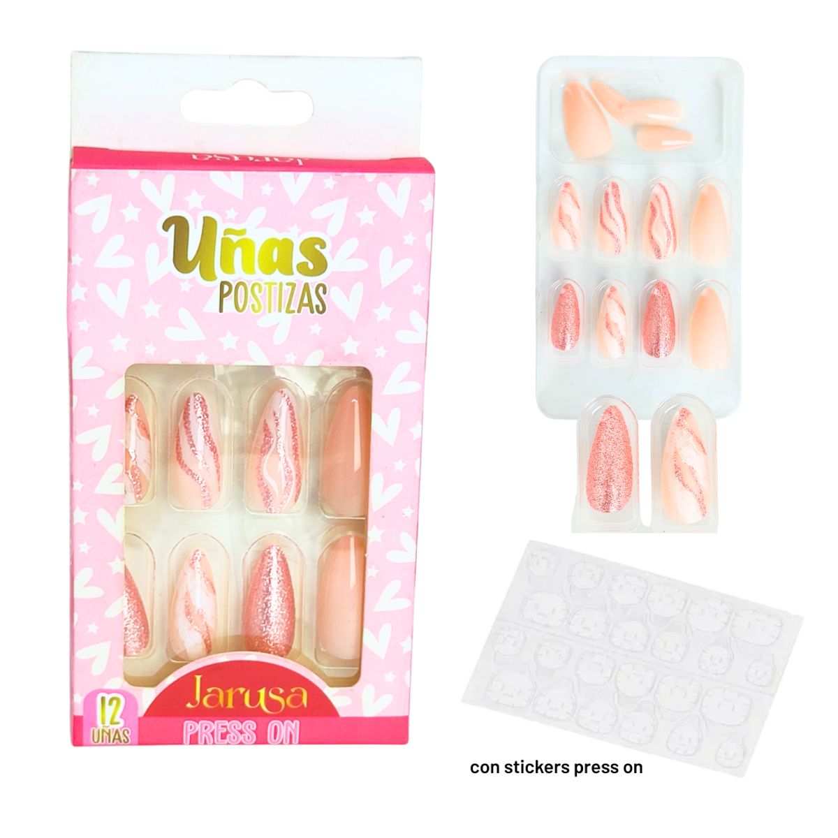 GENERICO - Uñas Postizas Press On con diseño Jarusa 2