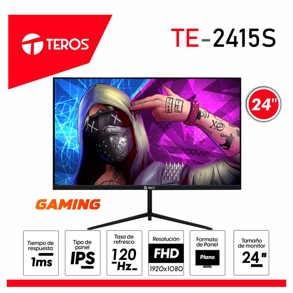 TEROS - Monitor Teros 24" TE-2415S 23.8 IPS 120HZ 1MS HDMI PARLANTE FUL HD