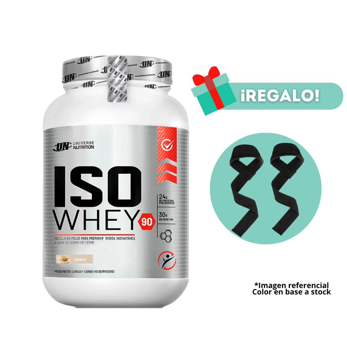 UNIVERSE NUTRITION - PROTEÍNA ISO WHEY 1KG COOKIES + STRAPS