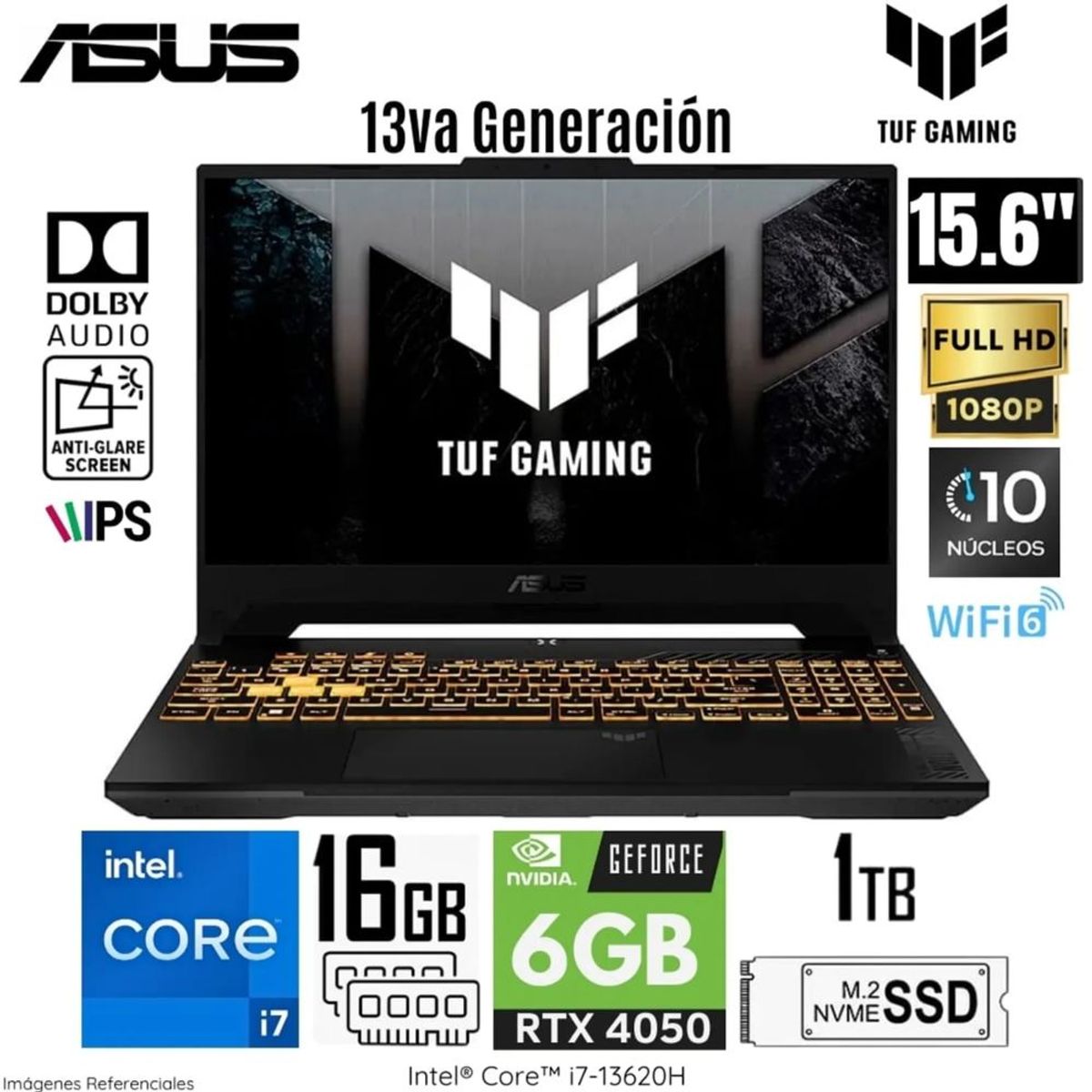 ASUS - Laptop Asus Tuf Gaming FX507VU-LP180 Intel Corei7-13620H 16GB RAM 1TB SSD 156 Pulg FHD RTX4050-6GB