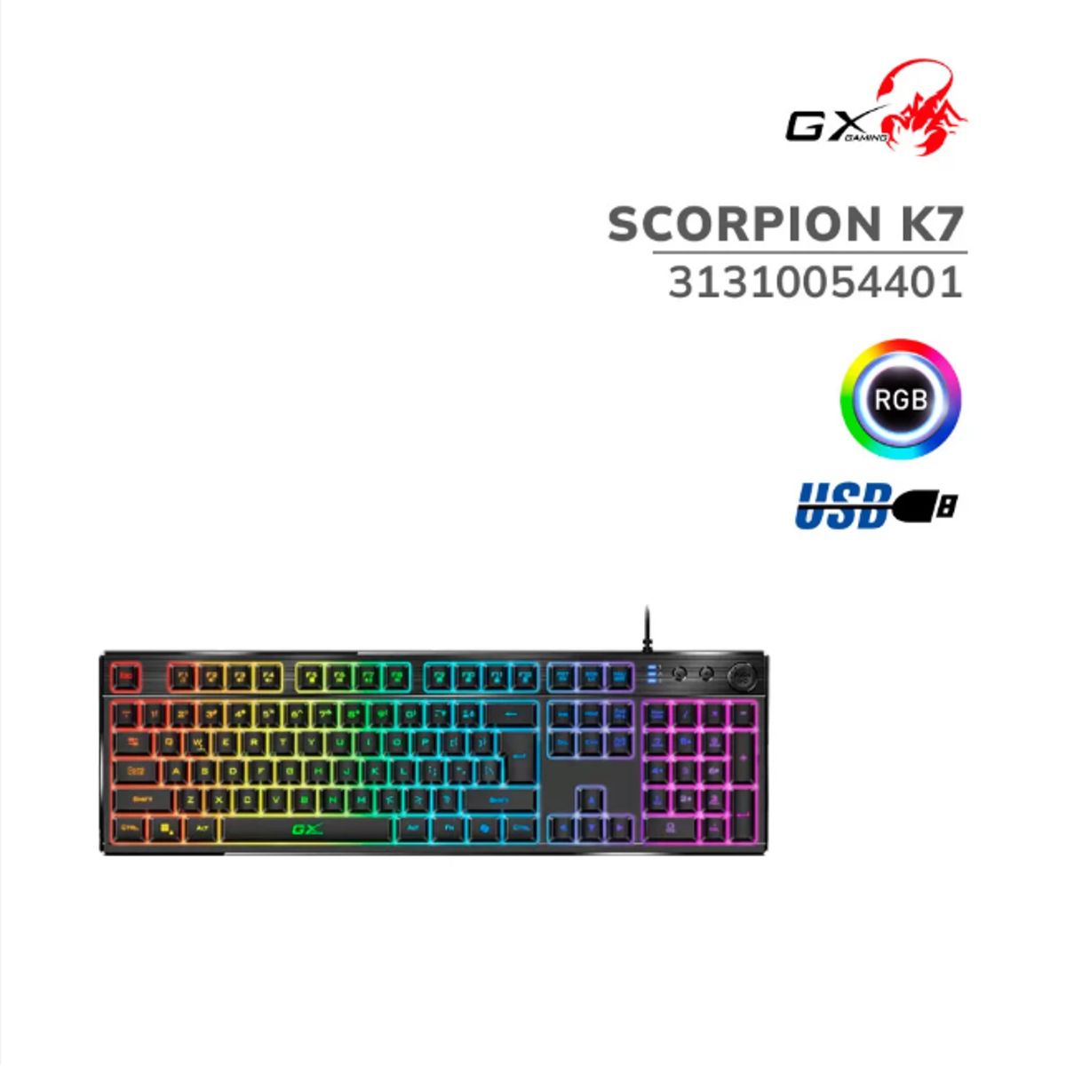 GENIUS - Teclado Gamer GENIUS GX SCORPION K7 AI COPILOT RGB BLACK