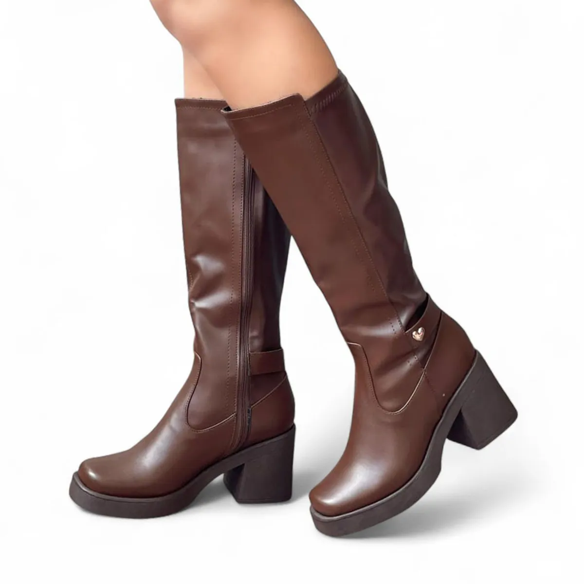 GENERICO - Bota Mujer Punta Cuadrada Biobio 1299 5C-75 Color Marron