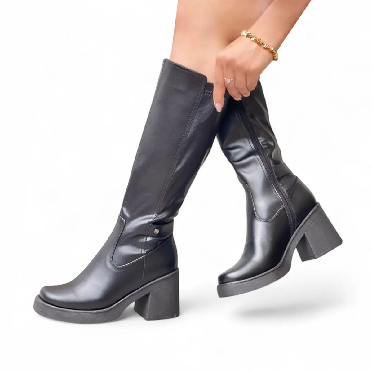 GENERICO - Bota Mujer Punta Cuadrada Biobio 1299 5C-75 Color Negro