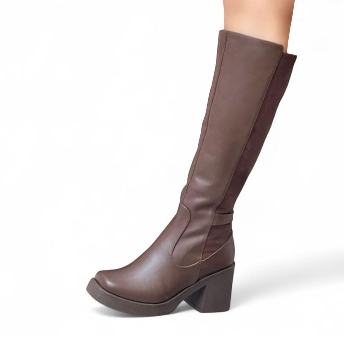 GENERICO - Bota Mujer Punta Cuadrada Gamuza Posterior 1299 5C-75 Color Marron