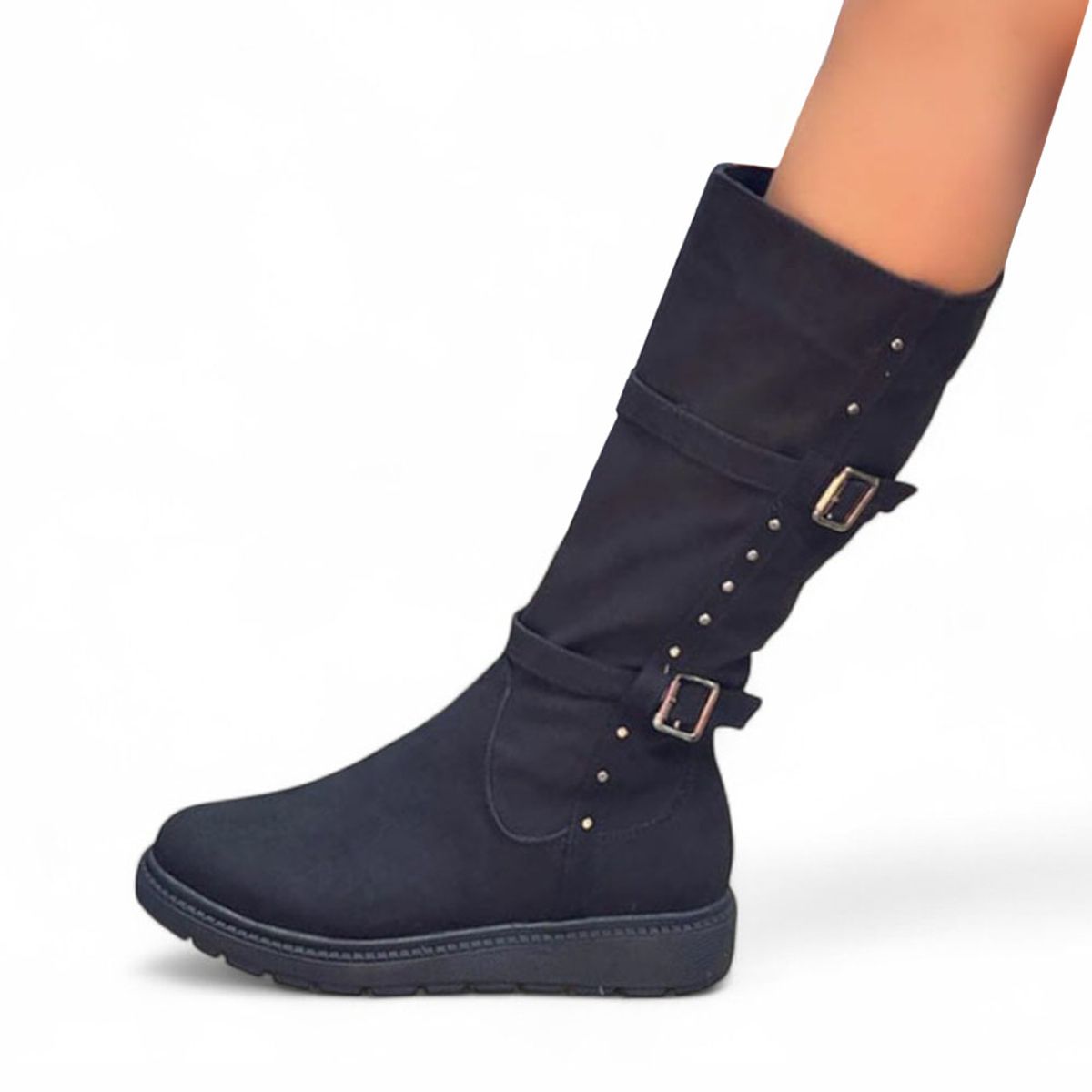 GENERICO - Bota Tres Cuartos Gamuza Acolchada Interior 1299 5C-65 Color Negro