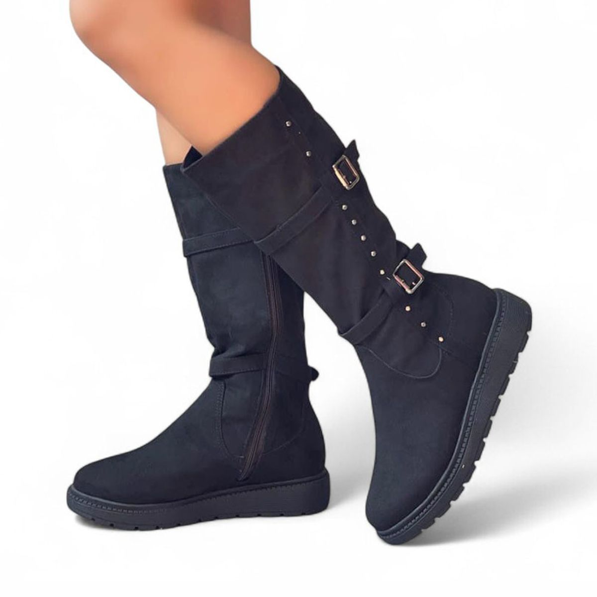 GENERICO - Bota Tres Cuartos Vio Acolchada Interior 1299 5C-65 Color Negro