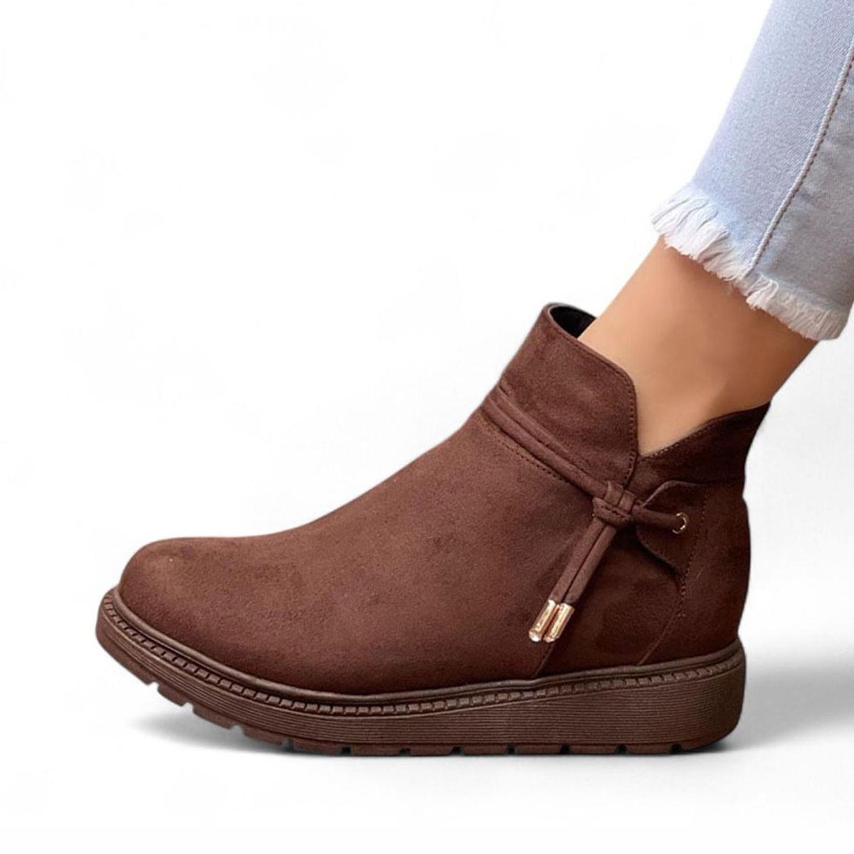 GENERICO - Botin Mujer Acolchada Gamuza 1299 5C-55 Color Marron