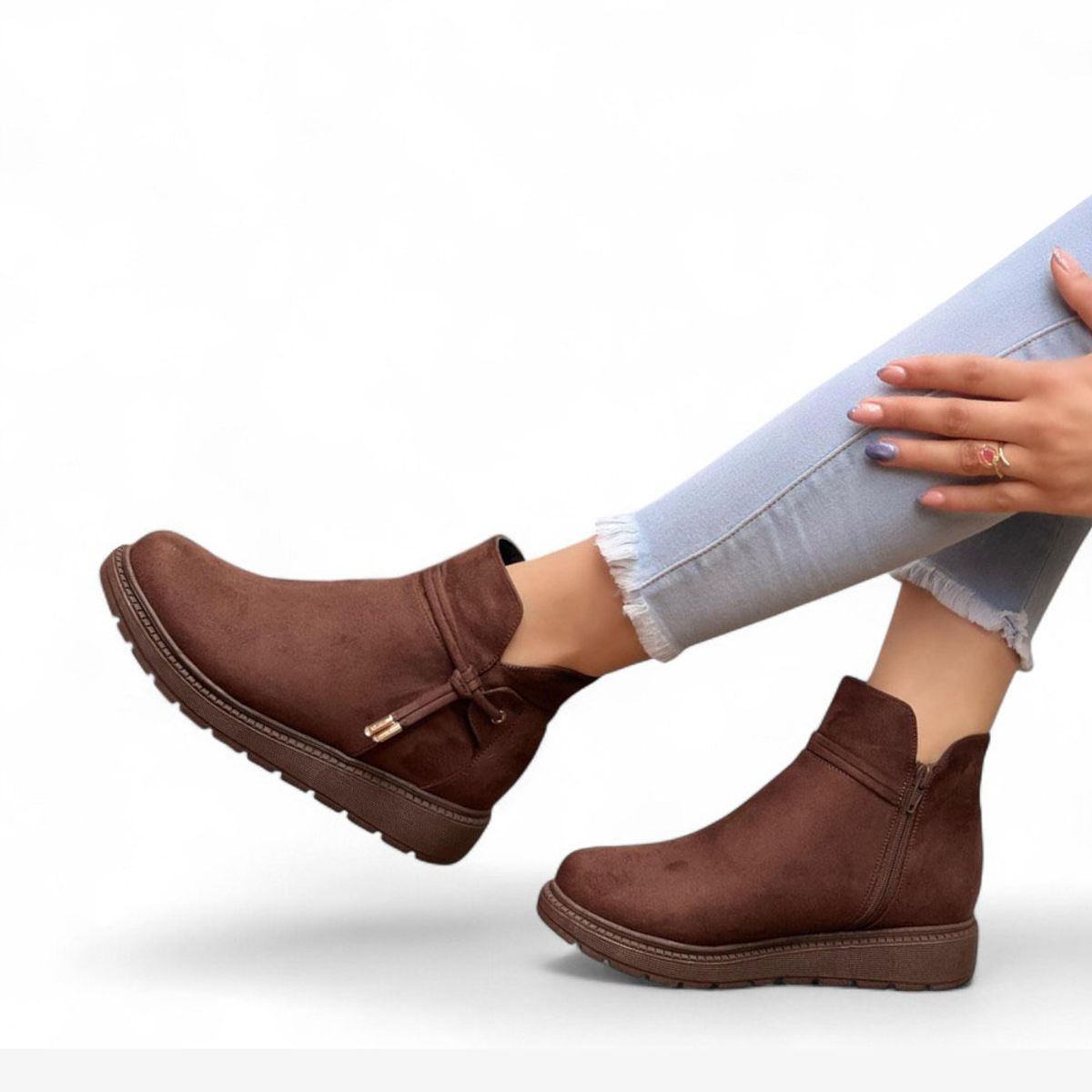 GENERICO - Botin Mujer Acolchada Gamuza 1299 5C-55 Color Marron