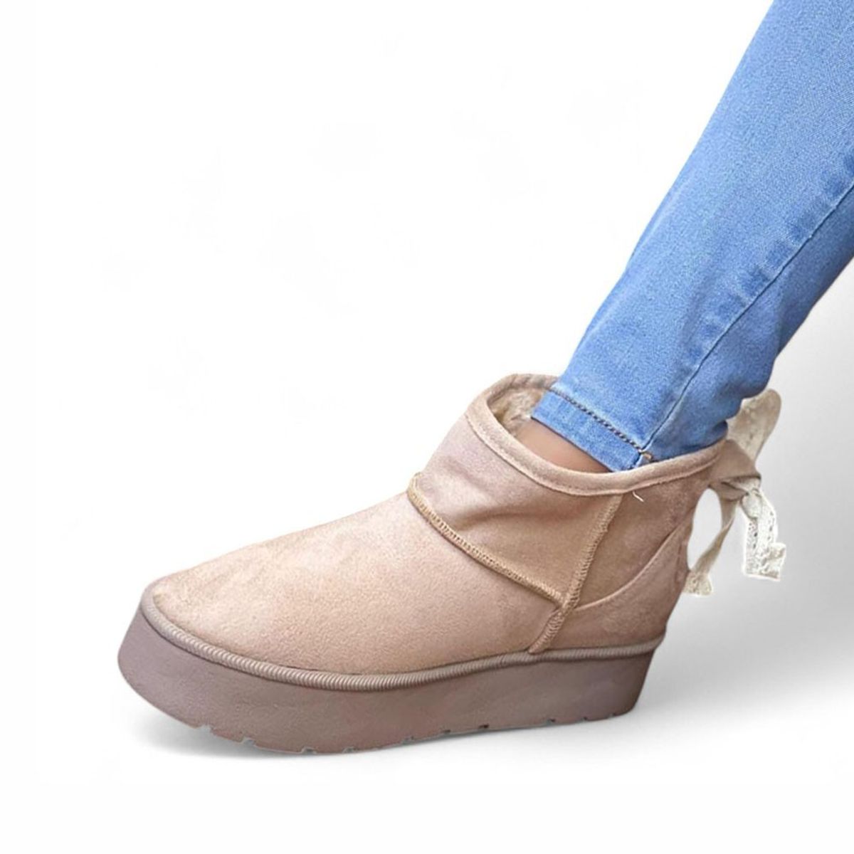 GENERICO - Botin Mujer Vegetha Peluche Interno 1299 5C-55 Color Beige