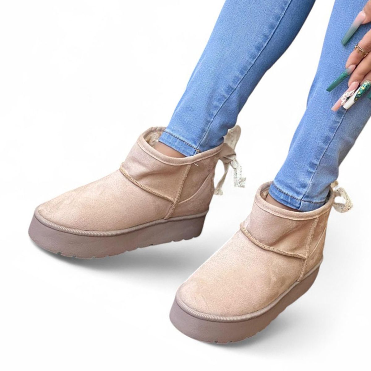 GENERICO - Botin Mujer Vegetha Peluche Interno 1299 5C-55 Color Beige