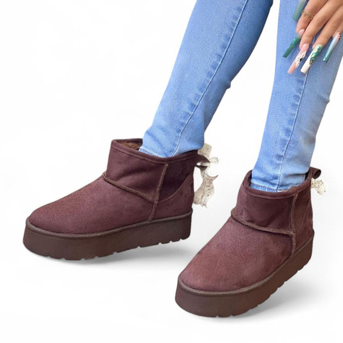 GENERICO - Botin Mujer Vegetha Peluche Interno 1299 5C-55 Color Marron