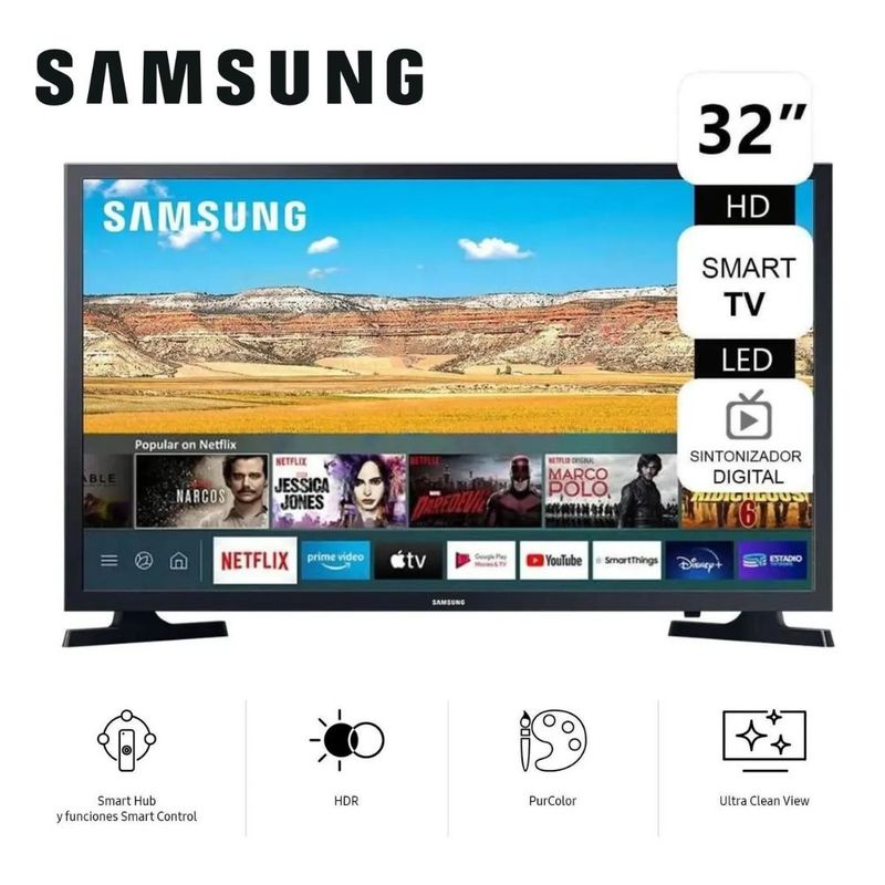 SAMSUNG - Televisor Samsung 32 Pulg. LED Smart TV HD UN32T4202AGXPE - Negro