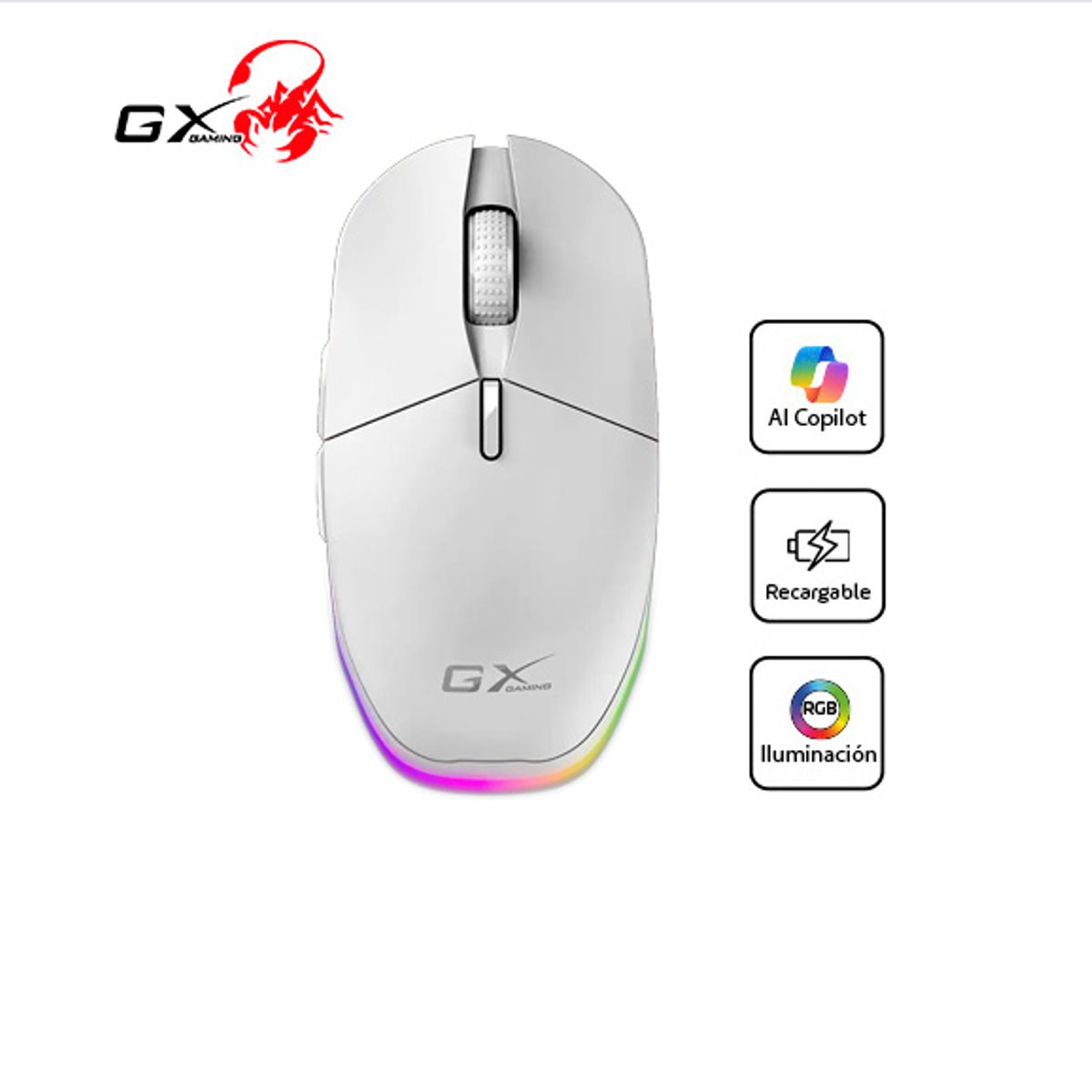 GENIUS - Mouse Bluetooth Recargable GENIUS GX SCORPION M8250 AI COPILOT WHITE