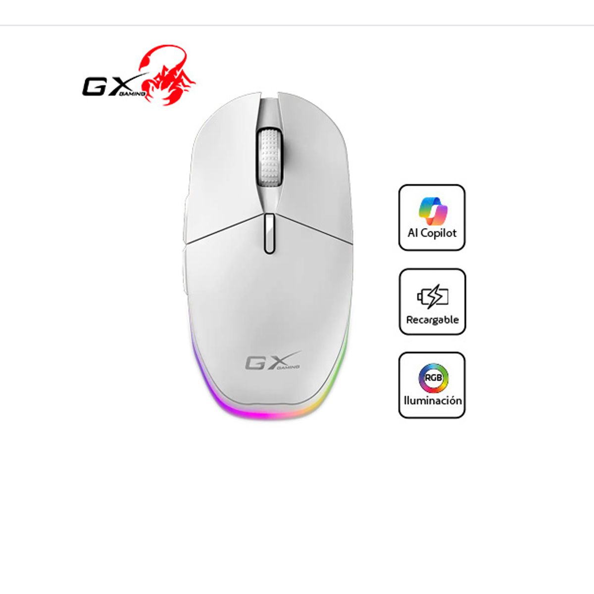 GENIUS - Mouse Bluetooth Recargable GENIUS GX SCORPION M8250 AI COPILOT WHITE