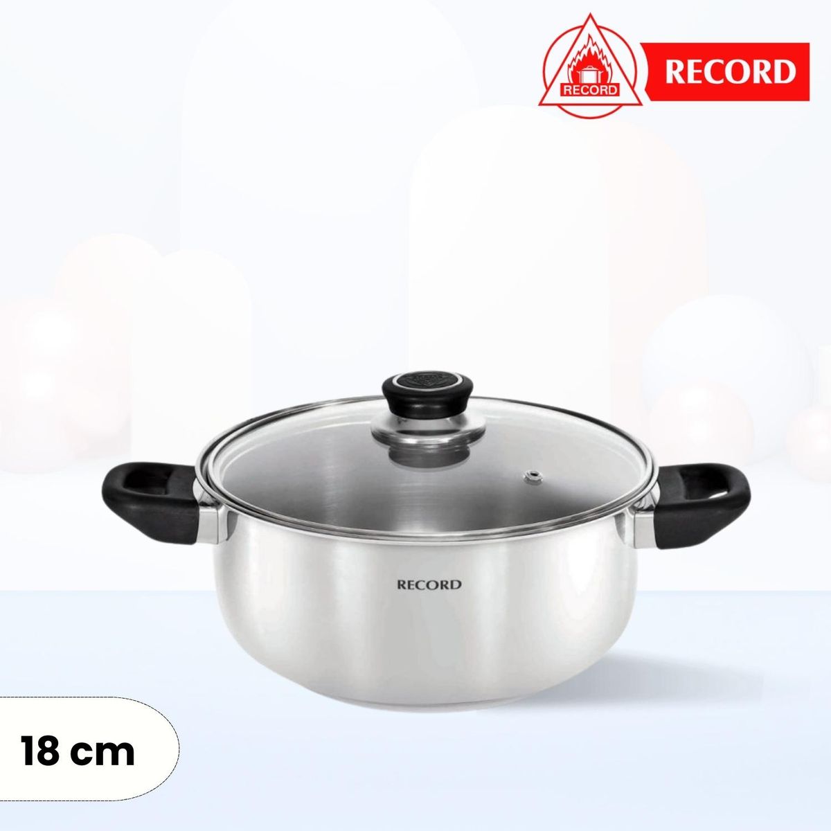 RECORD - Olla de Acero Inox Milenium Record N° 18 - Tapa de Vidrio