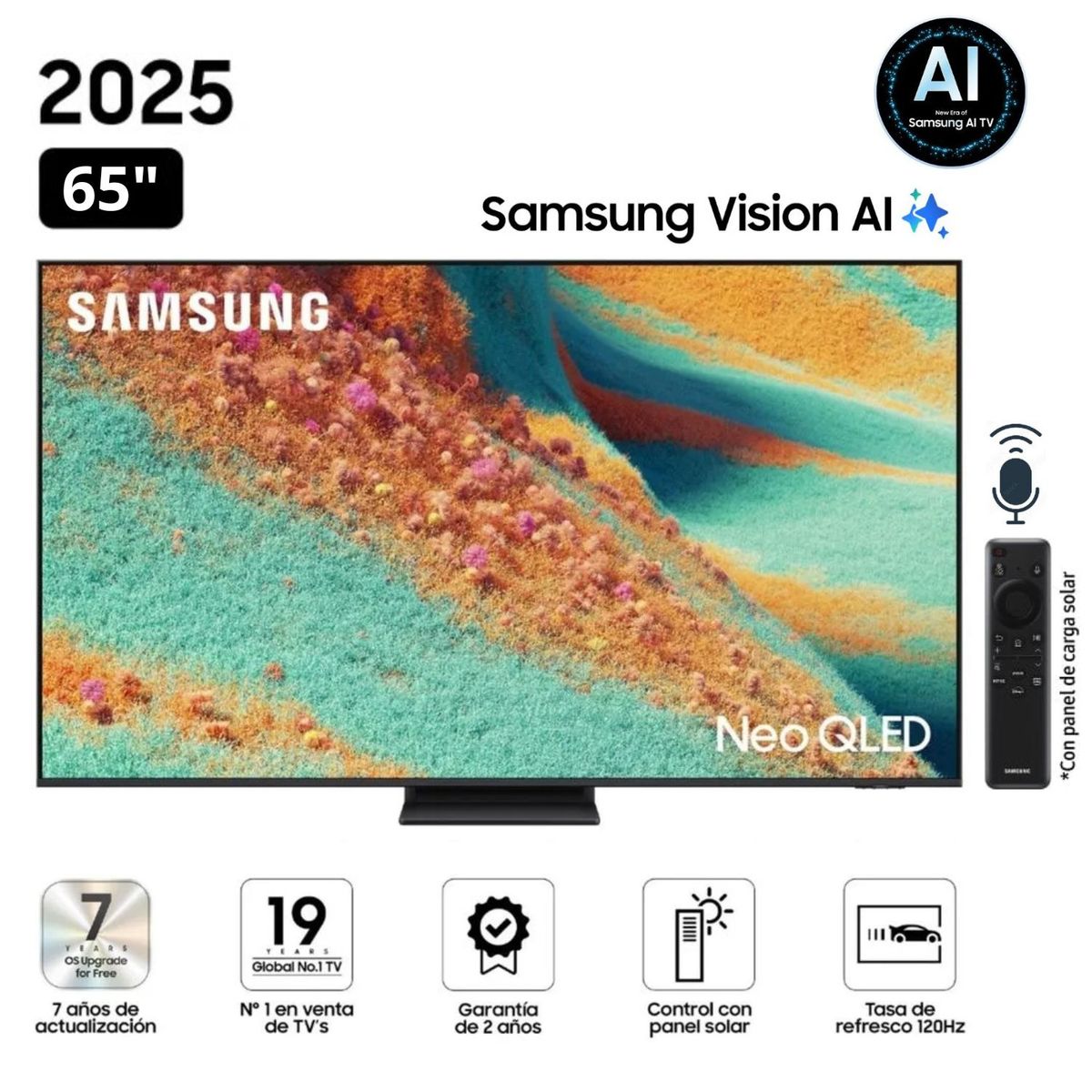 SAMSUNG - Televisor Samsung  65" Neo QLED 4K HDR Vision AI Smart TV QN65QN85FAGXPE (2025)