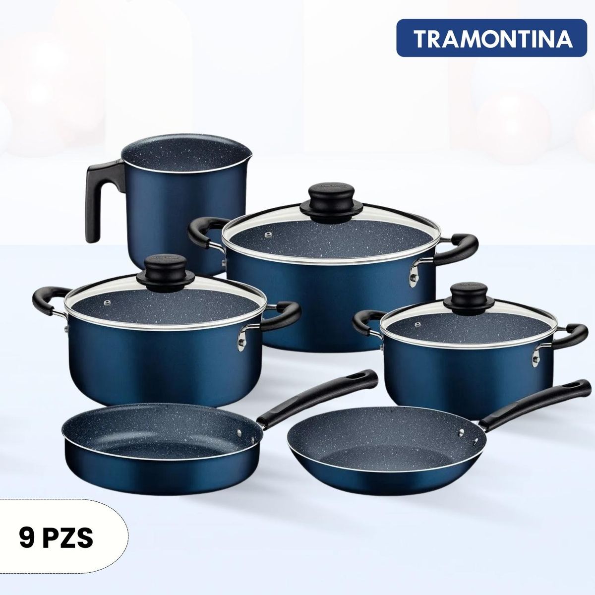TRAMONTINA - Juego de Olla Max Azul 9 Piezas Tramontina
